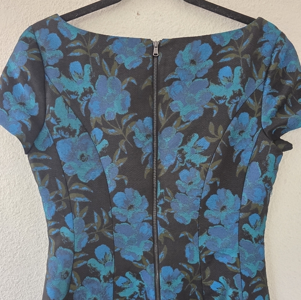 Antonio Melani Dress Womens Sz 4 Floral Fit&Flare Blue Black Whimsgoth - Picture 12 of 13